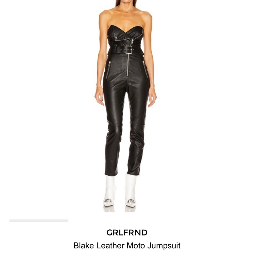 GRLFRND Black Leather Moto Jumpsuit